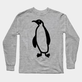 Cute Animals Black Line Penguin Doodle Long Sleeve T-Shirt